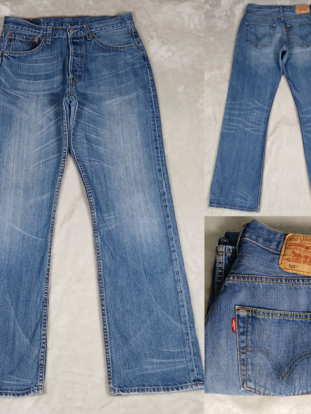 Vintage Levi's 501 Jeans 31x32 Men's Button Fly Whiskering Honeycomb Fading